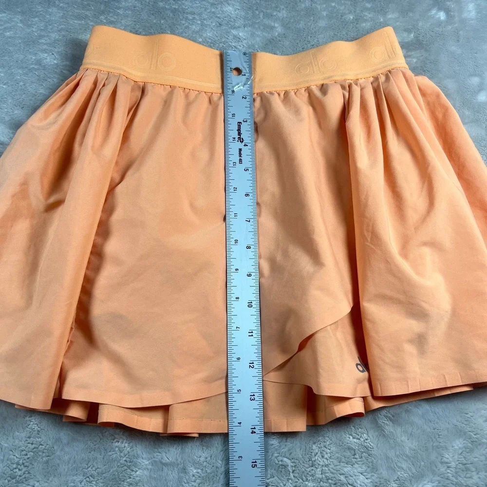 Alo Yoga Women's S Aces Tennis Skirt Peach Orange Pleated Skort Activewear
